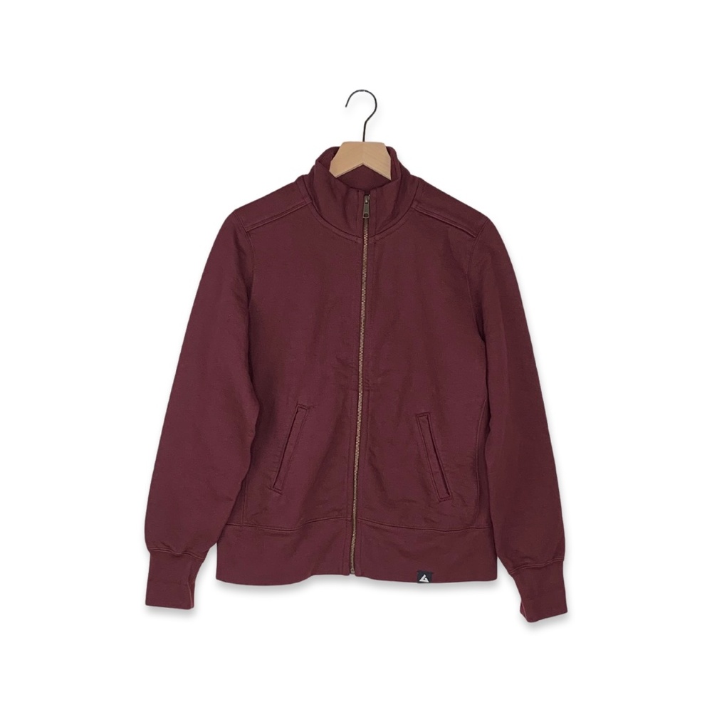 American Giant Maroon Bomber Collar Long Sleeve Sweatshirt